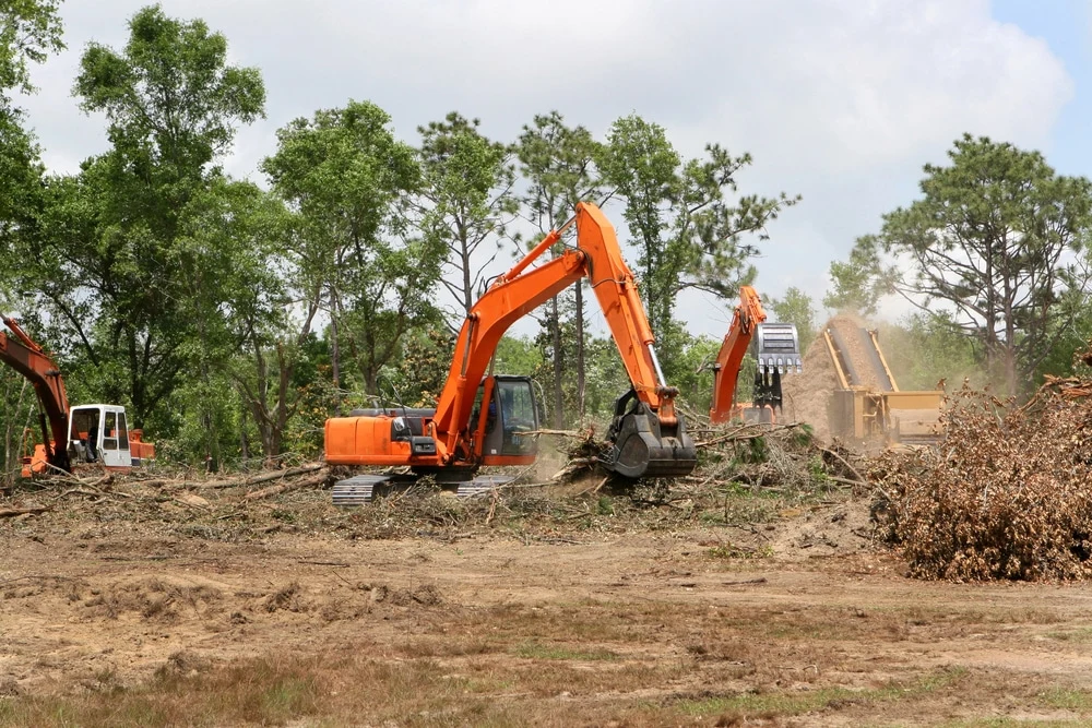 Land clearing using excavators in digger hire hawkes bay