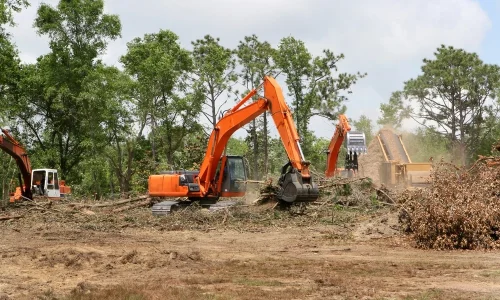 Land clearing using excavators in digger hire hawkes bay